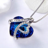 Collier avec Cristal Bleu - "Je T'aime"