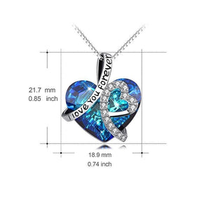 Collier avec Cristal Bleu - "Je T'aime"