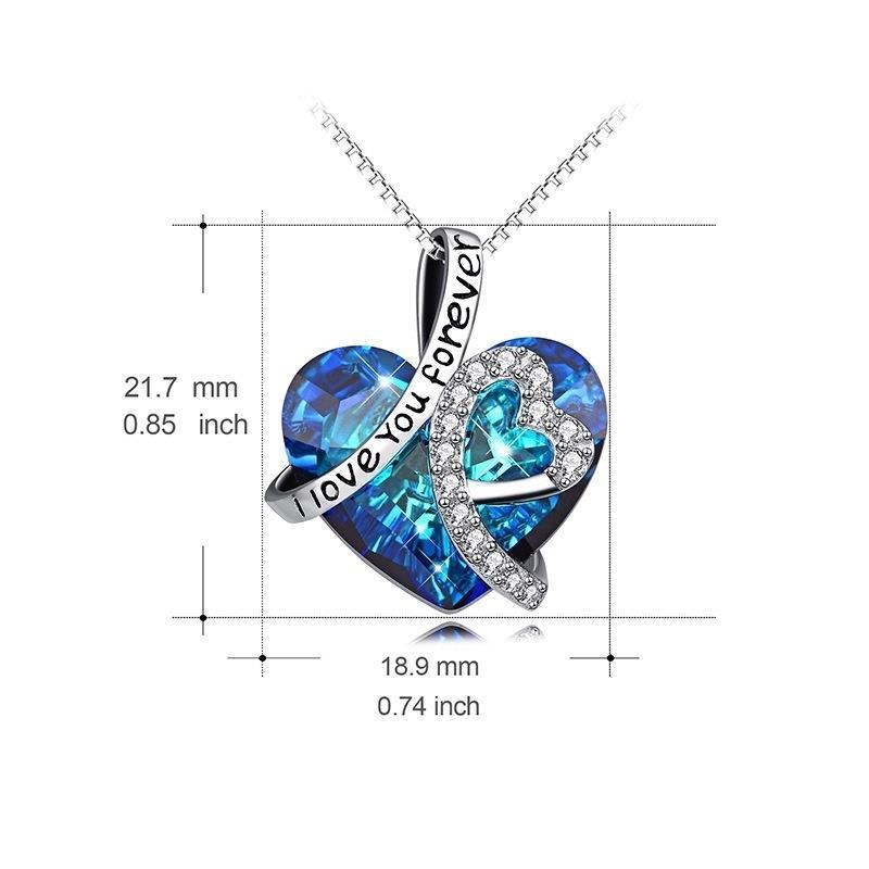 Collier avec Cristal Bleu - "Je T'aime"