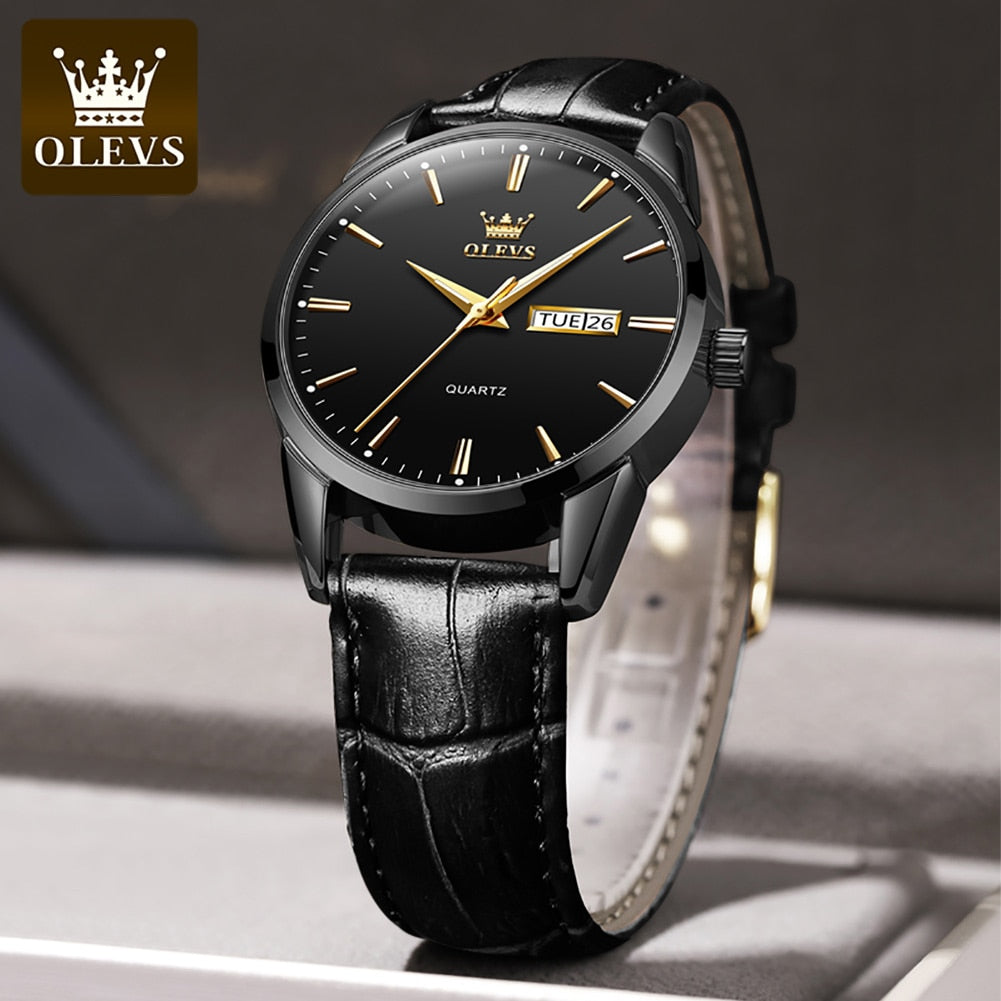 OLEVS Montre Homme Bracelet Cuir